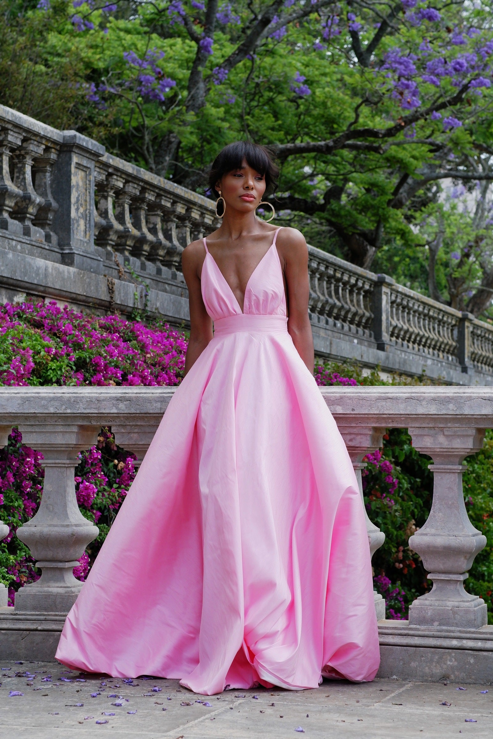 Vintage Pink High Neck Lace Up Princess Prom Dress Wedding Dress Ball –  Bohogown