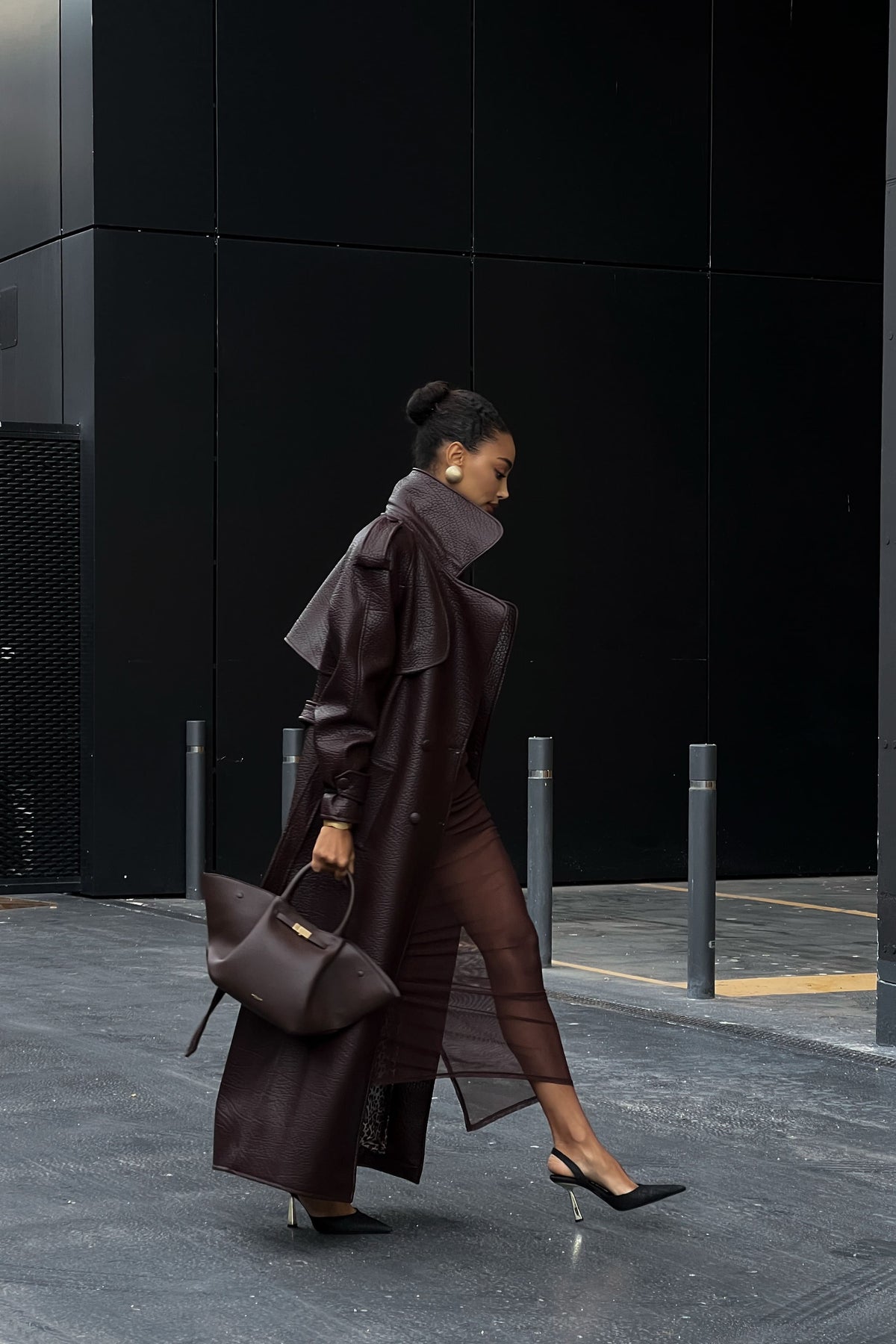 GABARDINE MARRON AVEC TEXTURE