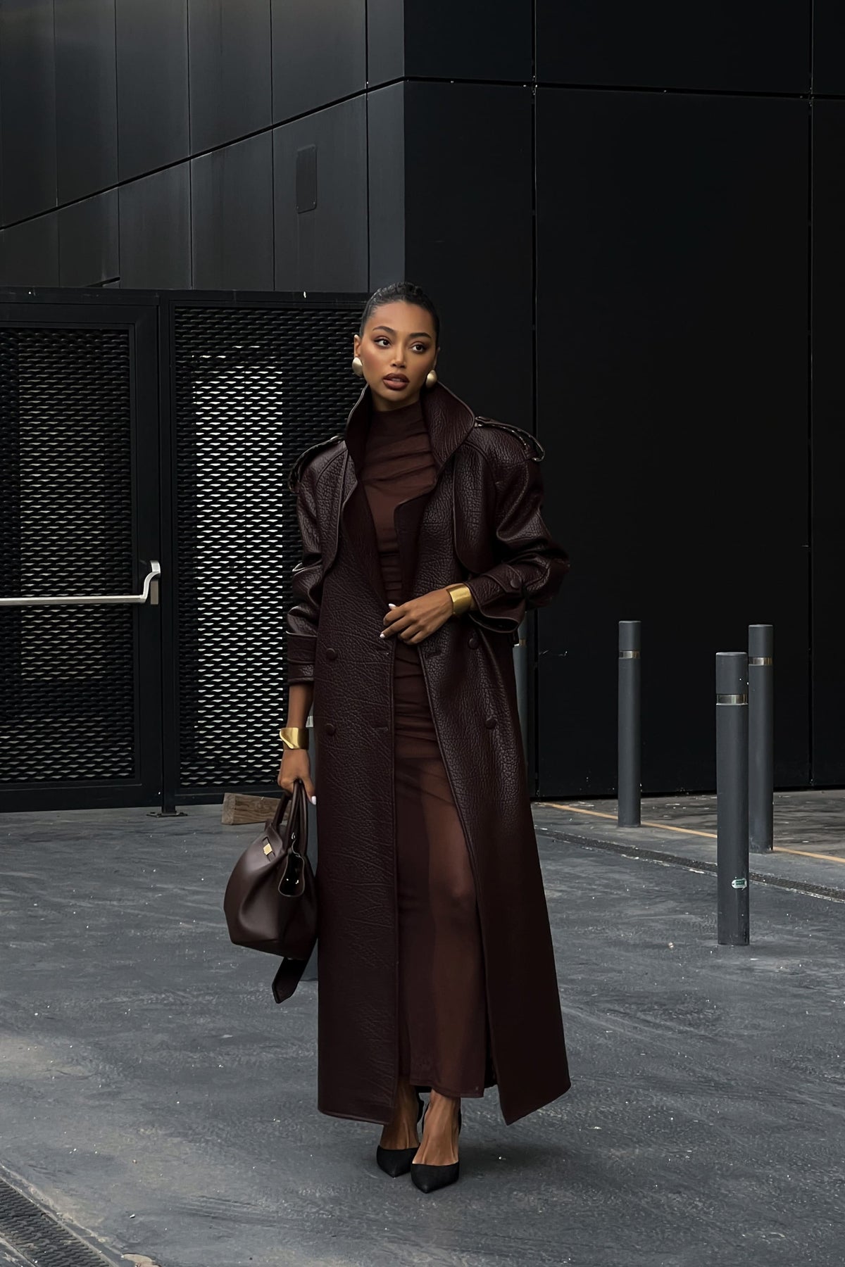 GABARDINE MARRON AVEC TEXTURE