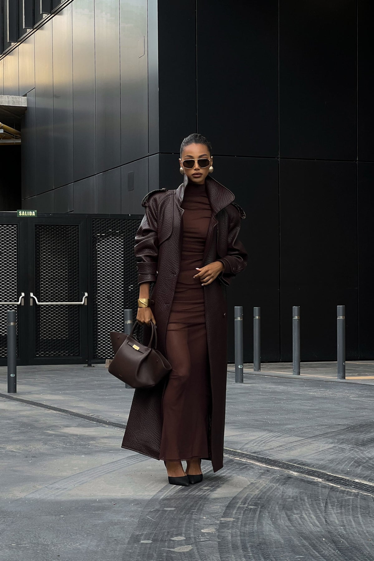 GABARDINE MARRON AVEC TEXTURE