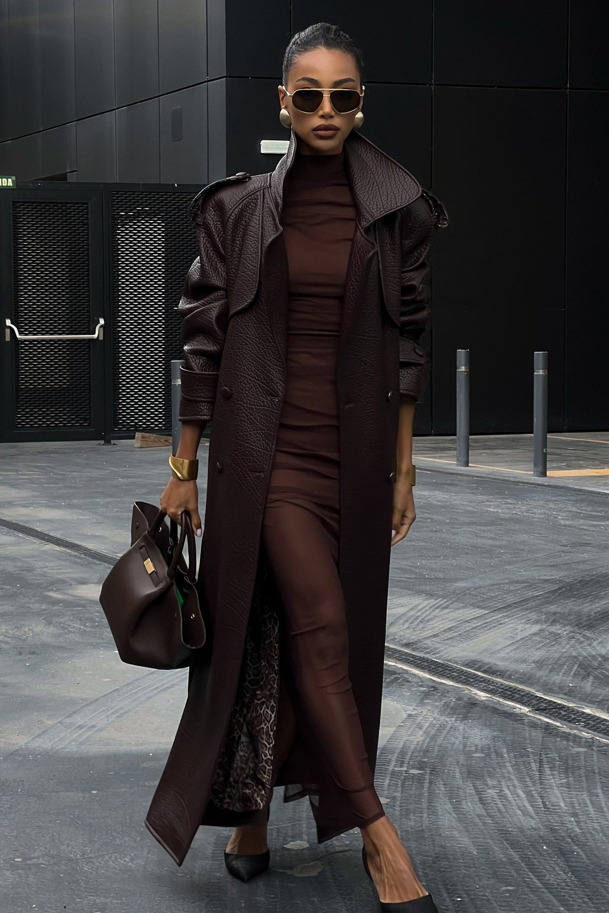 GABARDINE MARRON AVEC TEXTURE