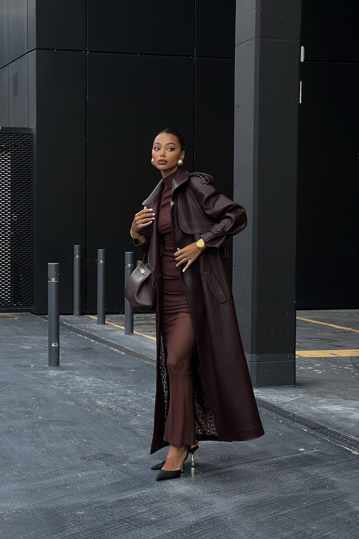 GABARDINE MARRON AVEC TEXTURE