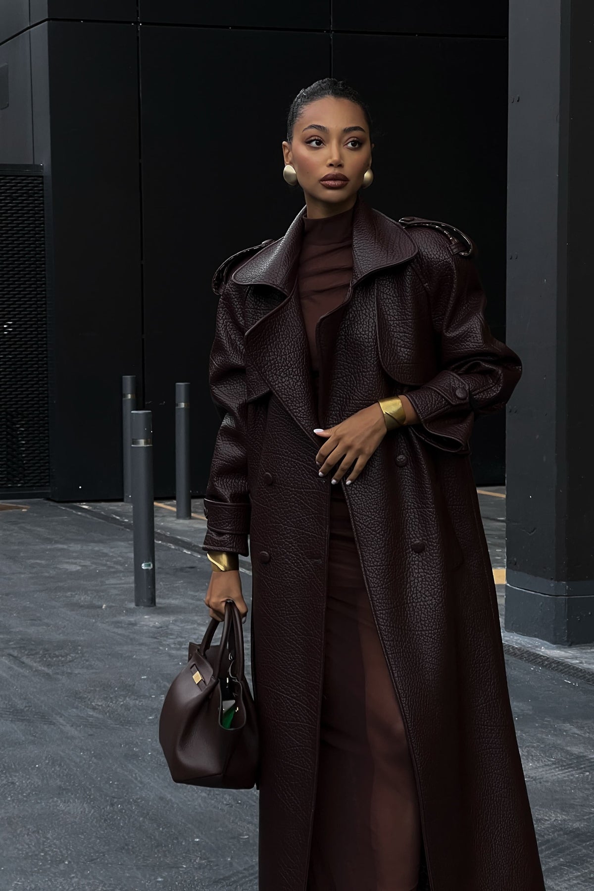 GABARDINE MARRON AVEC TEXTURE