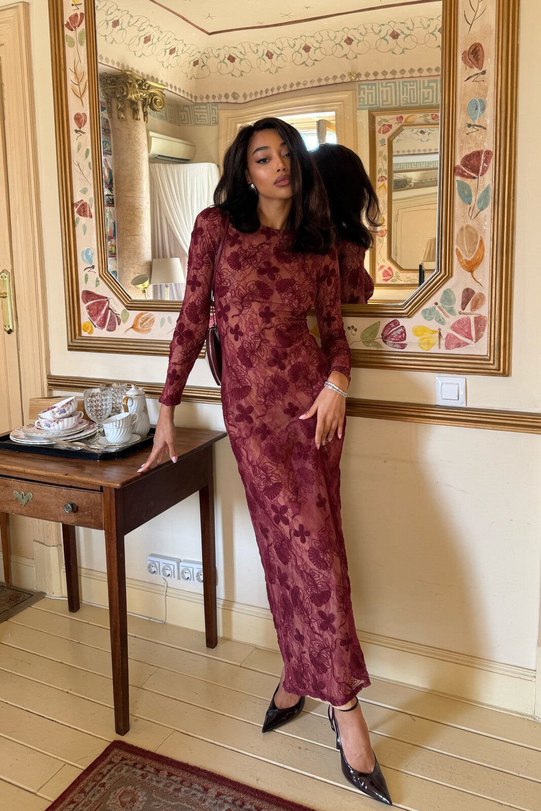 BORDEAUX LACE DRESS