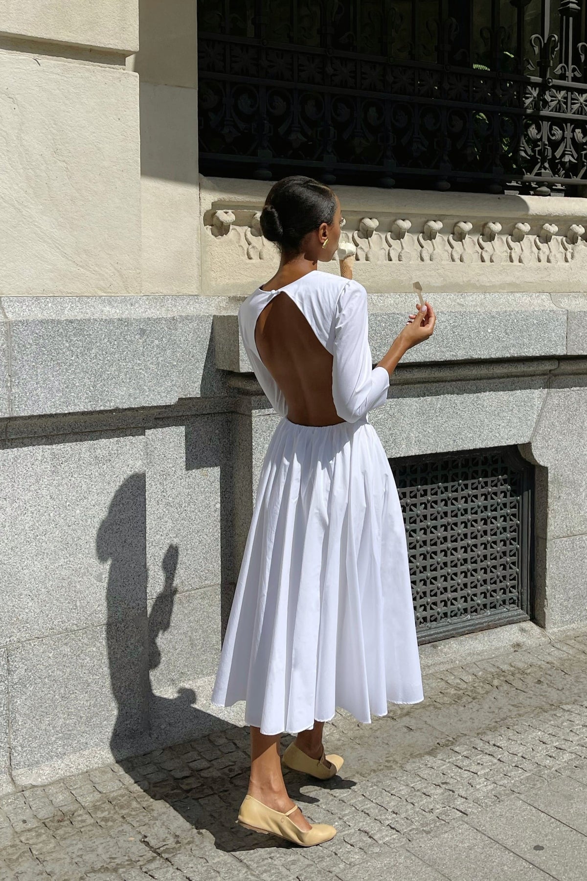 LONG WHITE CHAMBRAY DRESS