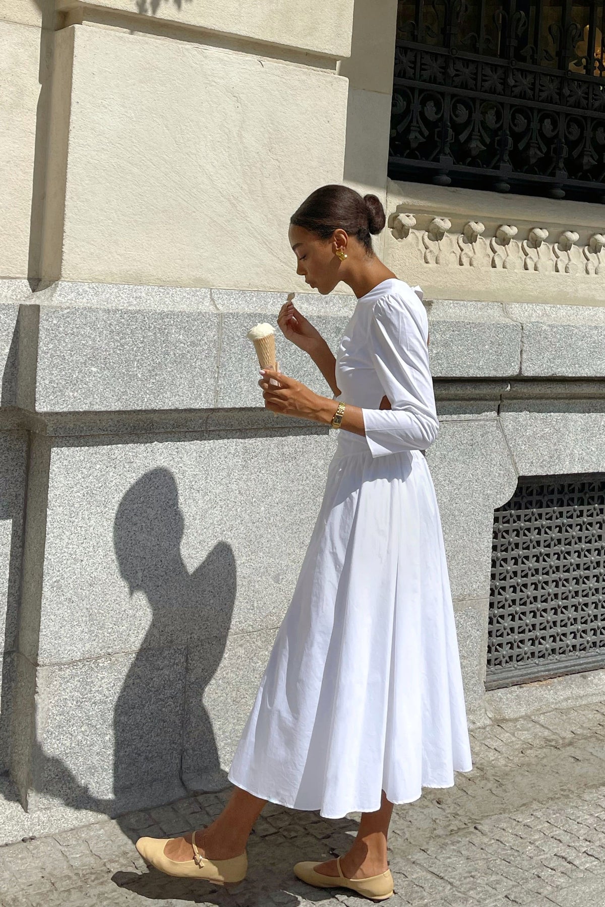 LONG WHITE CHAMBRAY DRESS