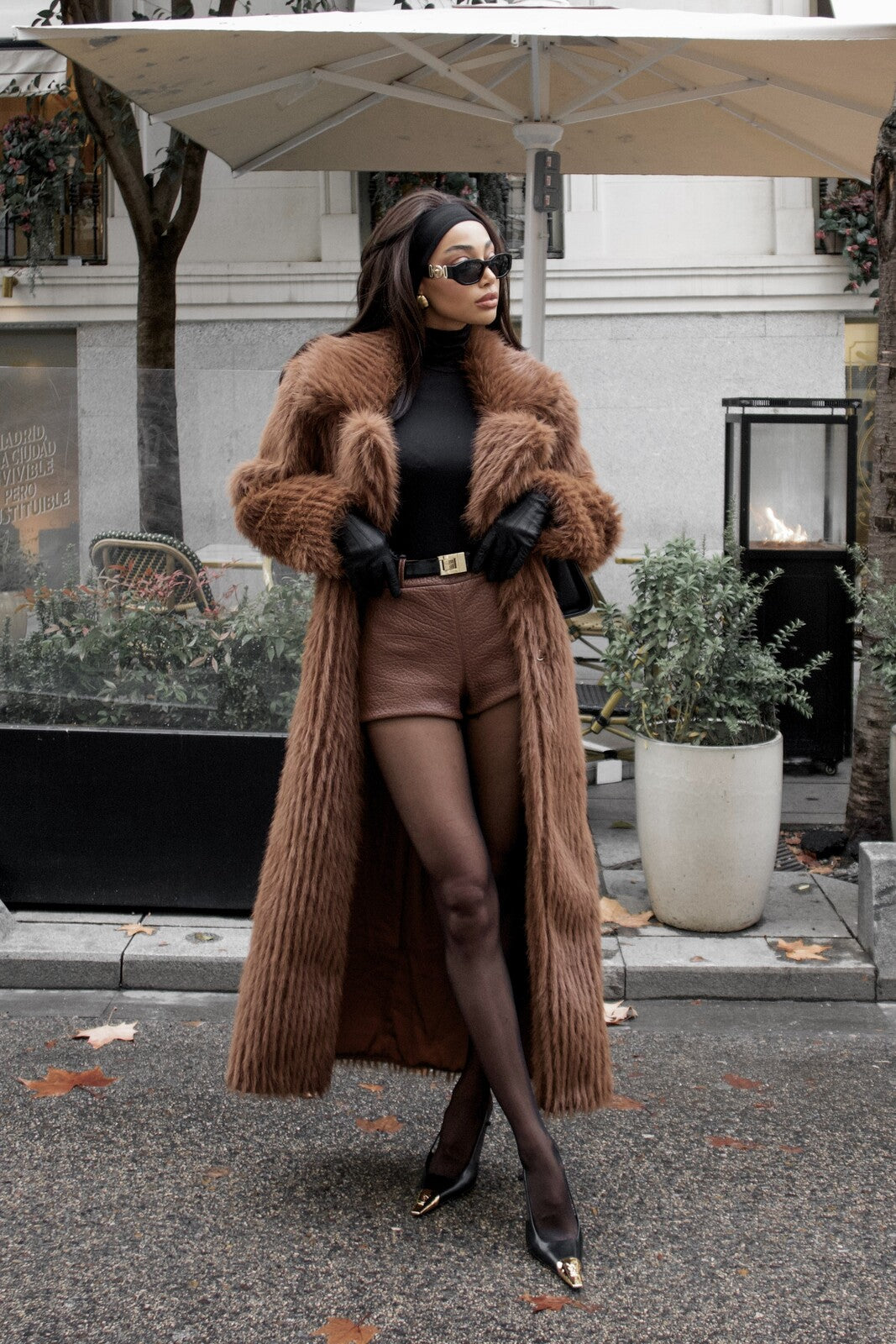 LONG BROWN FUR COAT