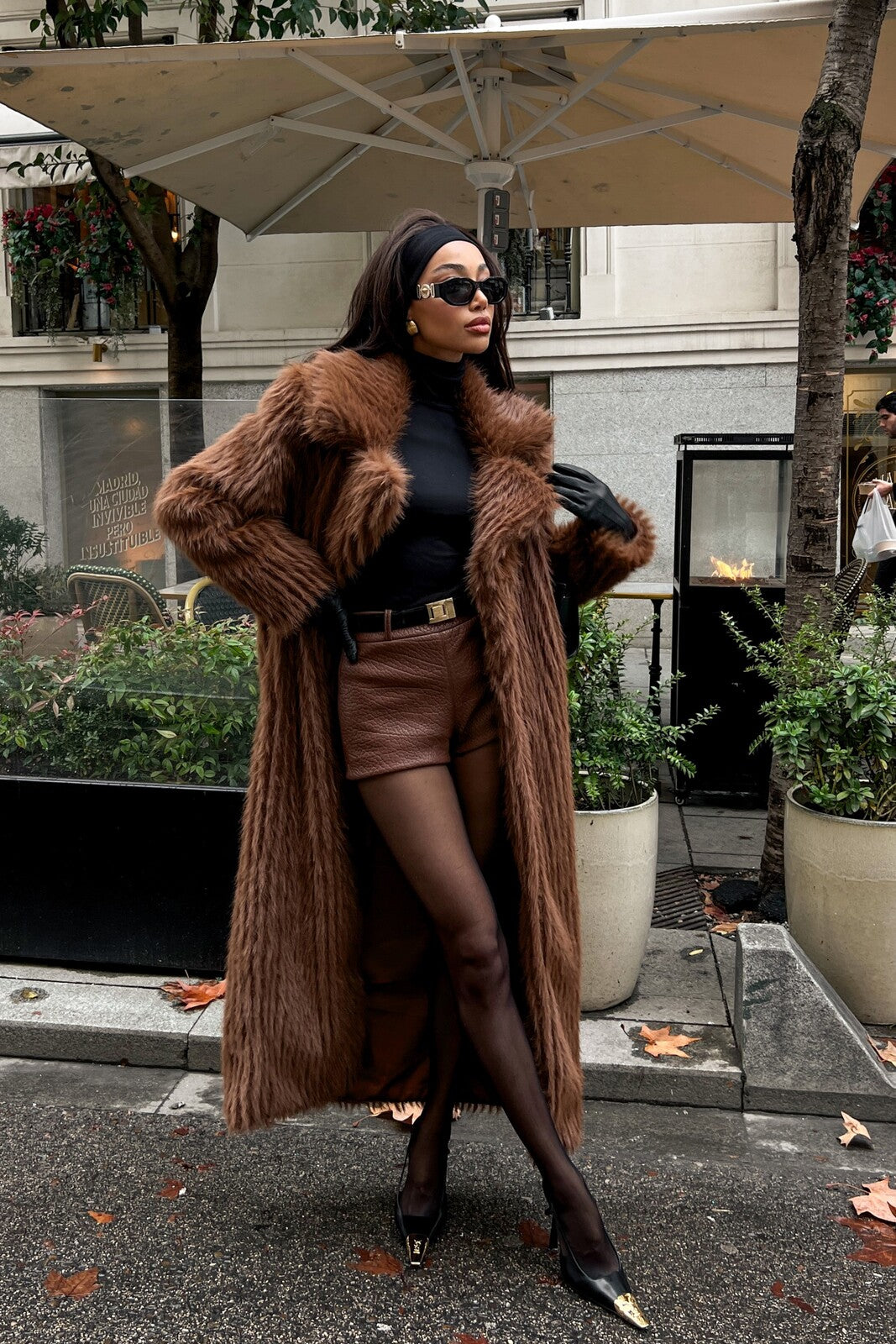 LONG BROWN FUR COAT